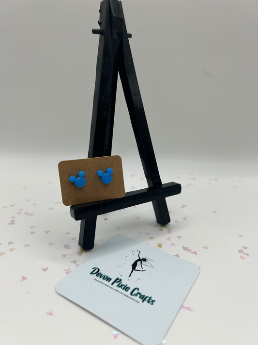 Resin Mouse Silhouette Earrings – Handmade Pastel Animal Studs – 8 Color Options