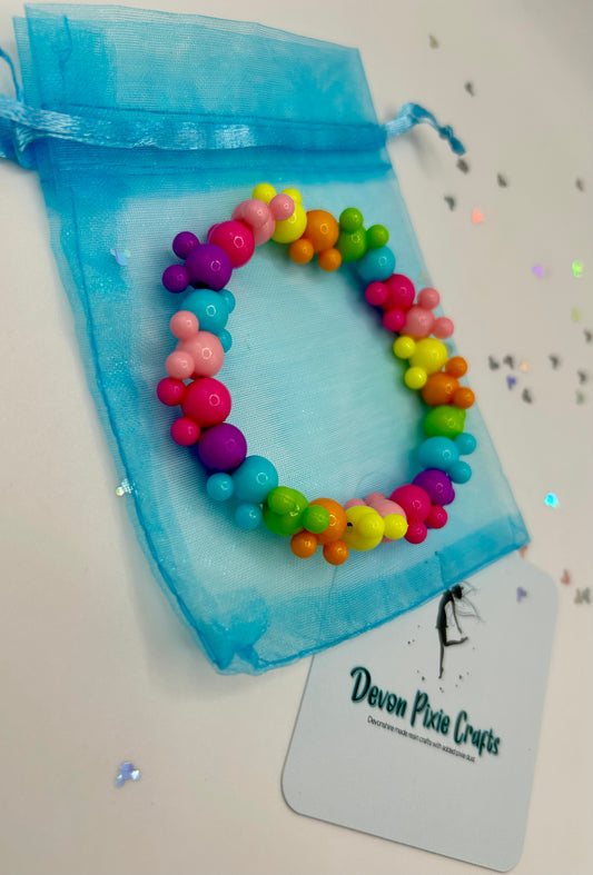 Rainbow Mouse Bead Bracelet – Handmade Whimsical Park Jewelry